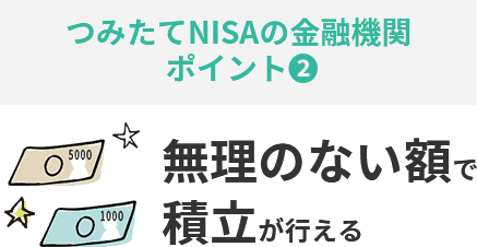 つみたてNISA金融機関ポイント② 無理のない額で積立が行える