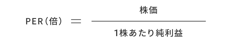 PER（倍）＝株価／1株あたり純利益