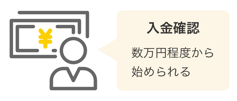 入金確認…数万円程度から始められる