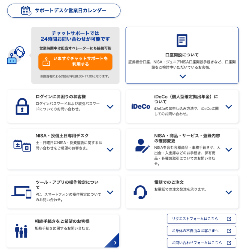 SBI証券のサポート体制