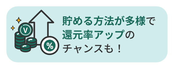 貯める方法が多様で還元率アップのチャンスも！