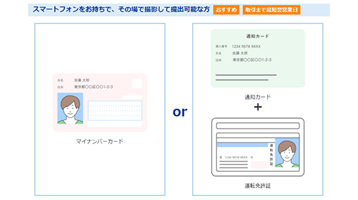 「ご自身の顔の撮影」または「銀行照会」
